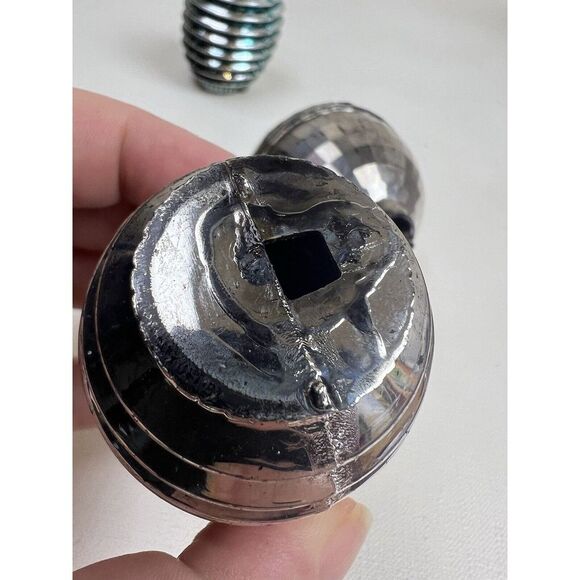 Vtg Bradford Silver Striped Lantern‎ Barrel Disco Ball Christmas Ornaments BX1-2 - Picture 13 of 13